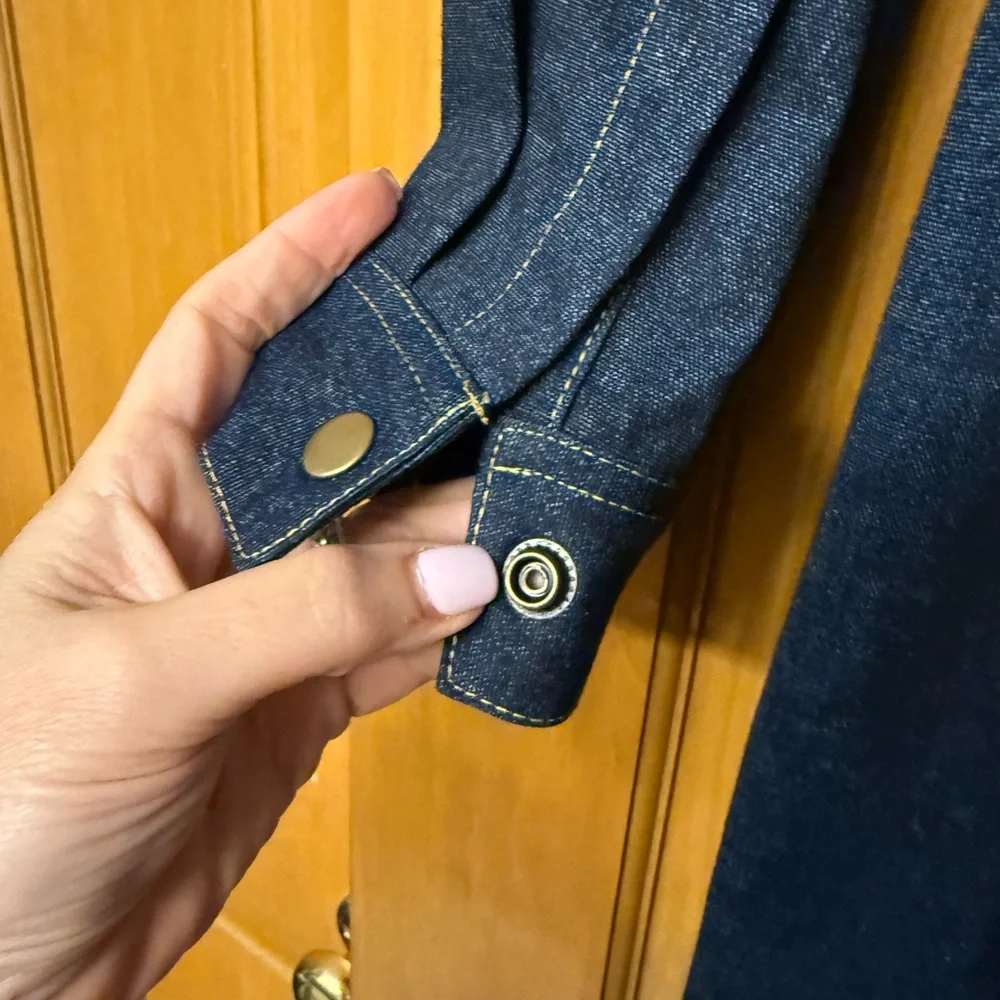 Jude Connally Solange Blue Denim Dress with Gold Buttons - Picture 4 of 6